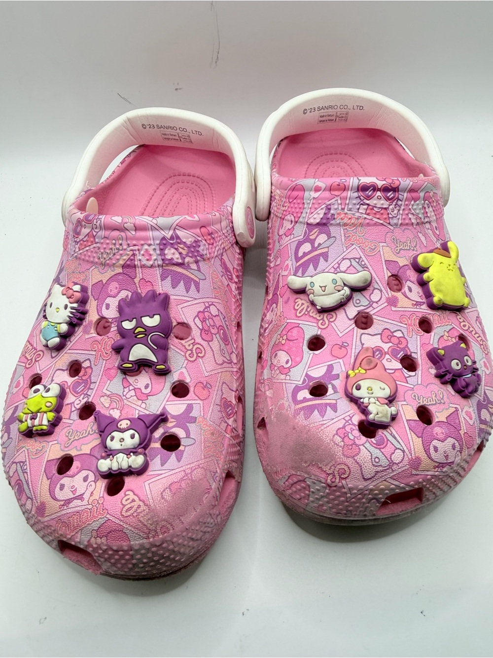 CROCS Pink Kids Clog Sandals with Character Charms